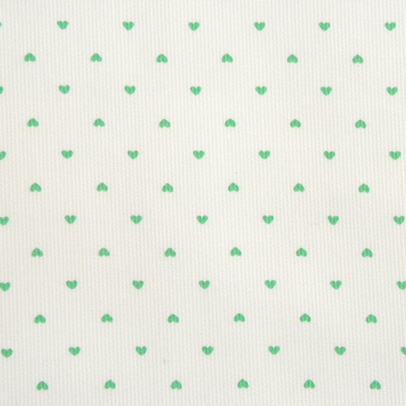 Piqué de coton petits coeurs verts Coupon 45x45 cm