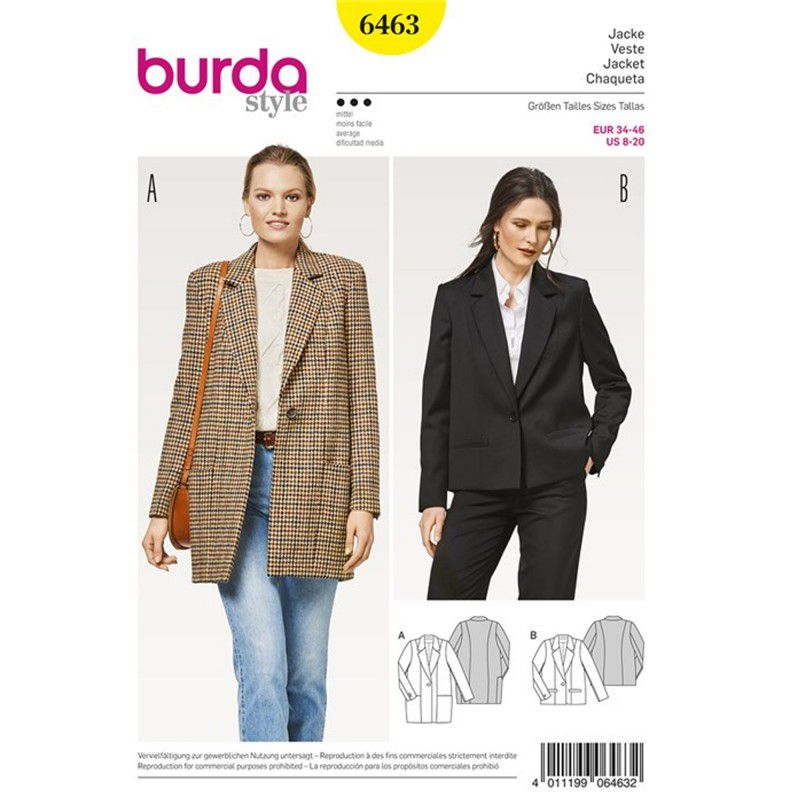 Burda Boss N ° 6463: Amplia chaqueta