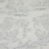Piqué de coton imprimé toile de jouy gris Coupon 45x45 cm