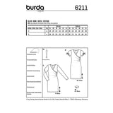 Patron Burda n°6211  : Robe fourreau avec fente d'aisance au dos