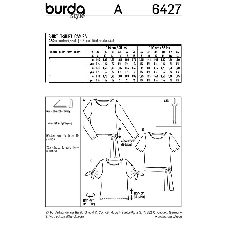 Burda boss n ° 6427: tied t-shirt
