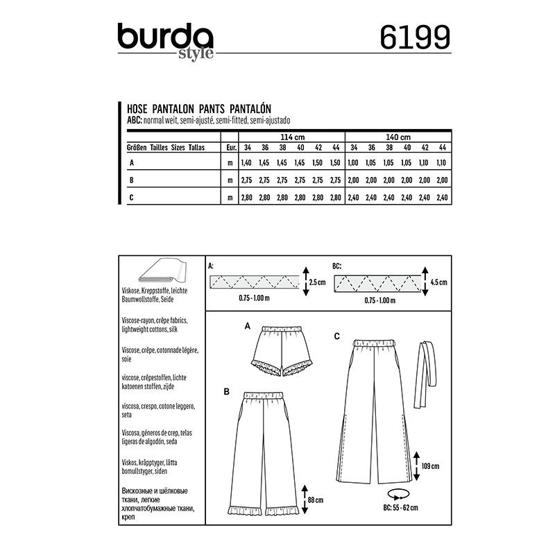 Patron Burda n°6199 : Pantalon à coulisse