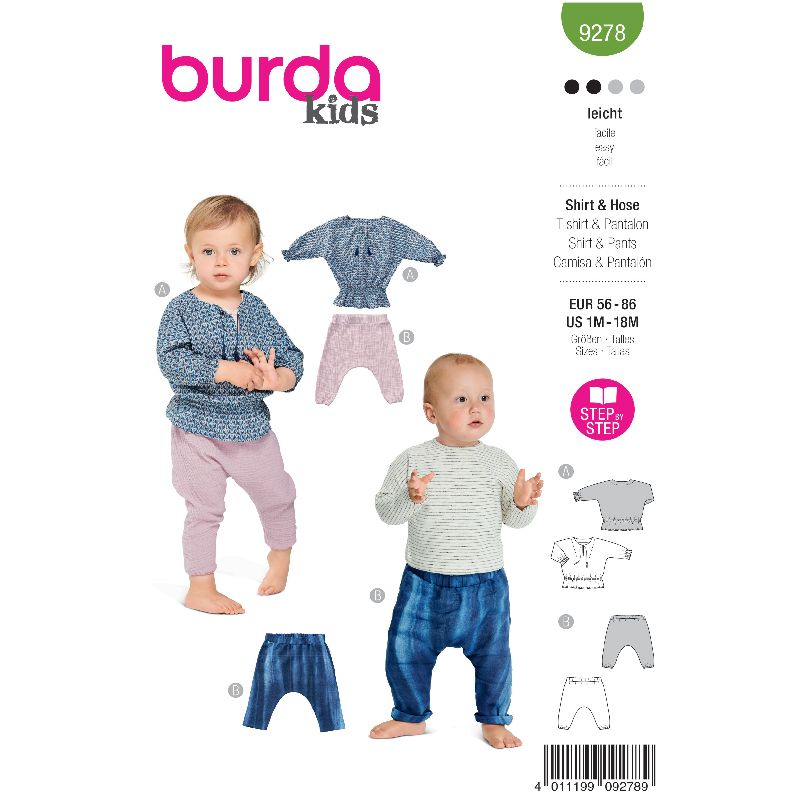 Patron Burda n°9278 Enfant : T-shirt et Pantalon
