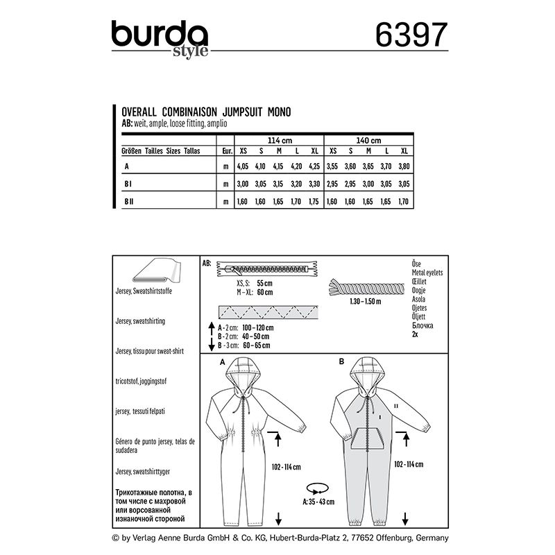 Patron Burda n°6397: Combinaison