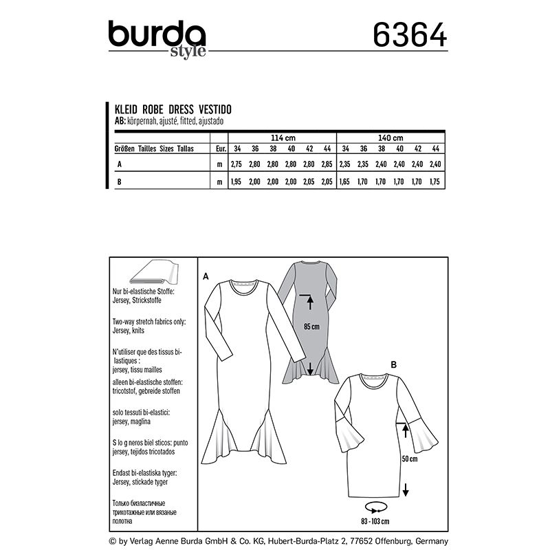 Burda boss n ° 6364: dress