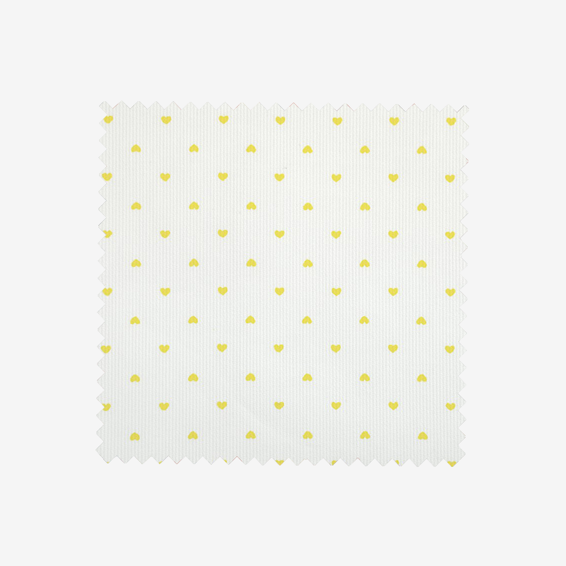 Piqué de coton imprimé petits coeurs jaunes Coupon 45x45 cm