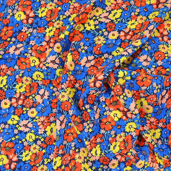 Crépon viscose lurex arabesque fond noir