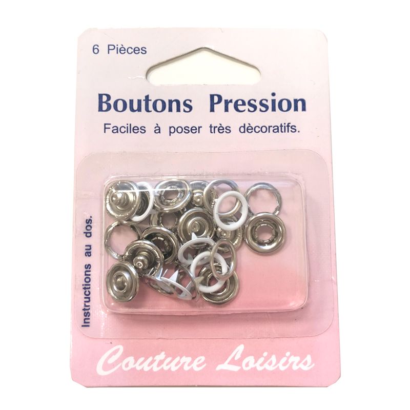 Boutons pressions 11 mm - blanc