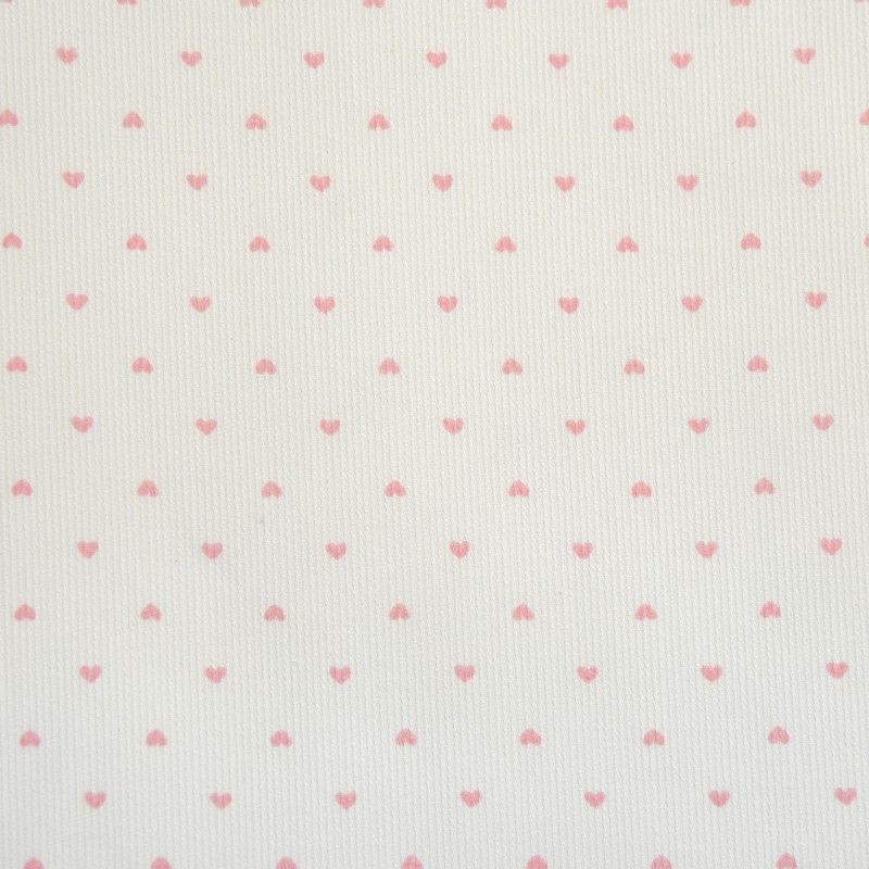 Piqué de coton imprimé petits coeurs roses Coupon 45x45 cm