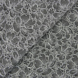 Dentelle cordon fleurs fond gris