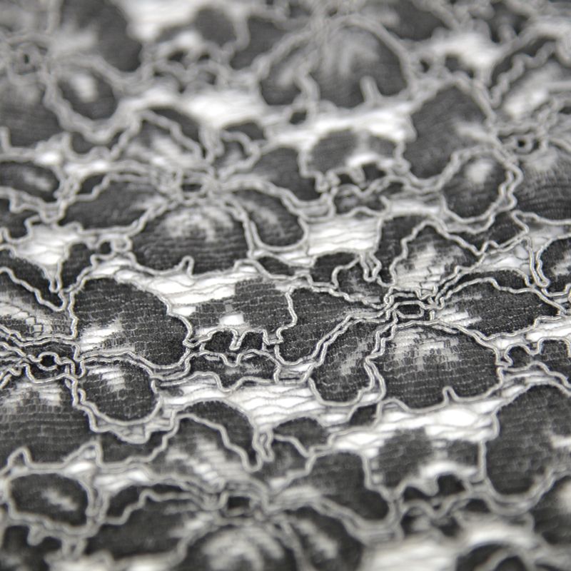 Dentelle cordon fleurs fond gris