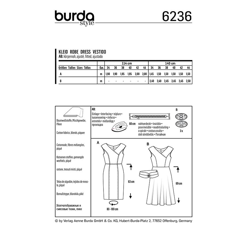 Patron Burda n°6236: Robe à effet croisé