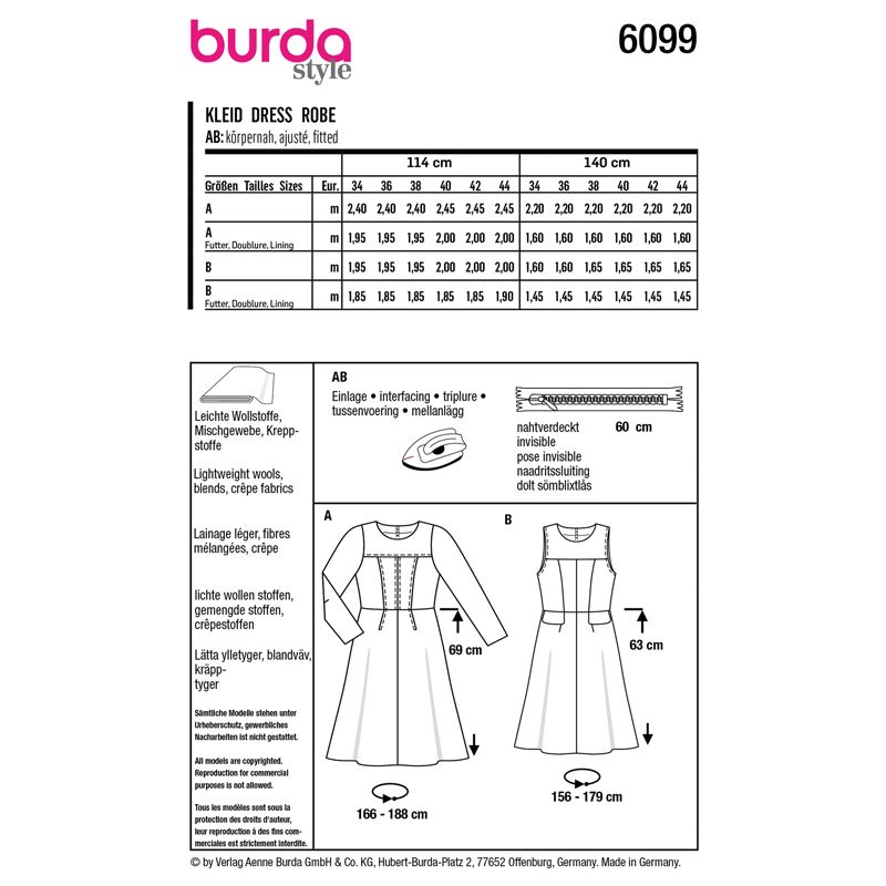 Patron Burda n°6099: Robe