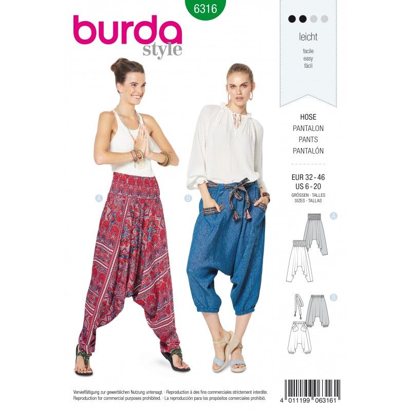 Burda 6316 boss - Sarouel pants