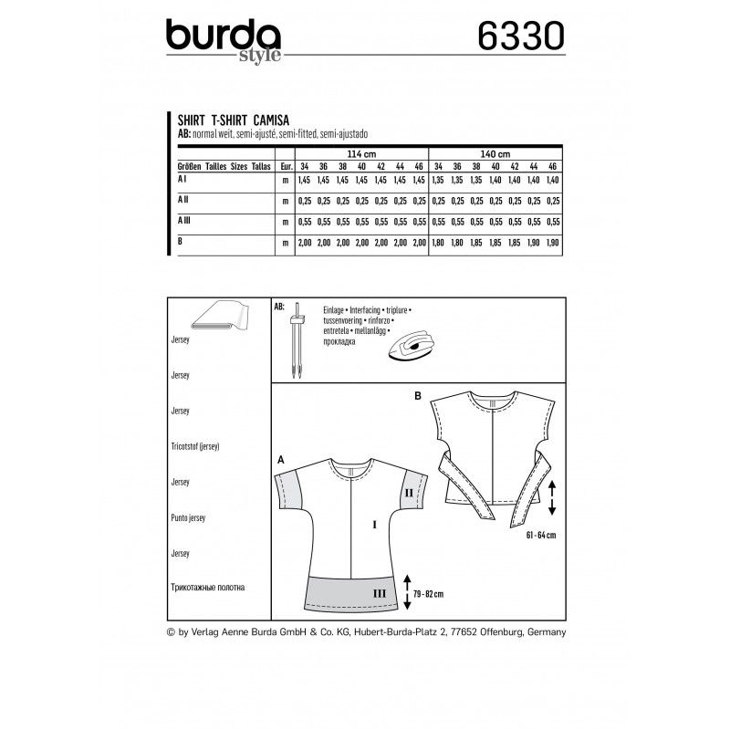 Patron Burda 6330 - Tee-shirt sportswear