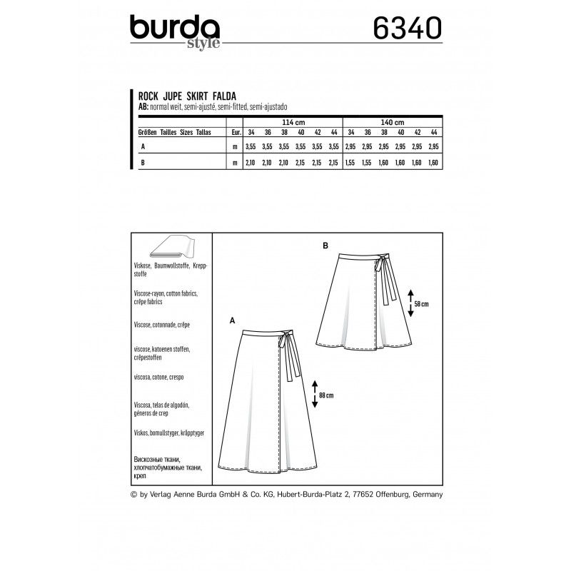 Patron Burda 6340 - Jupe portefeuille