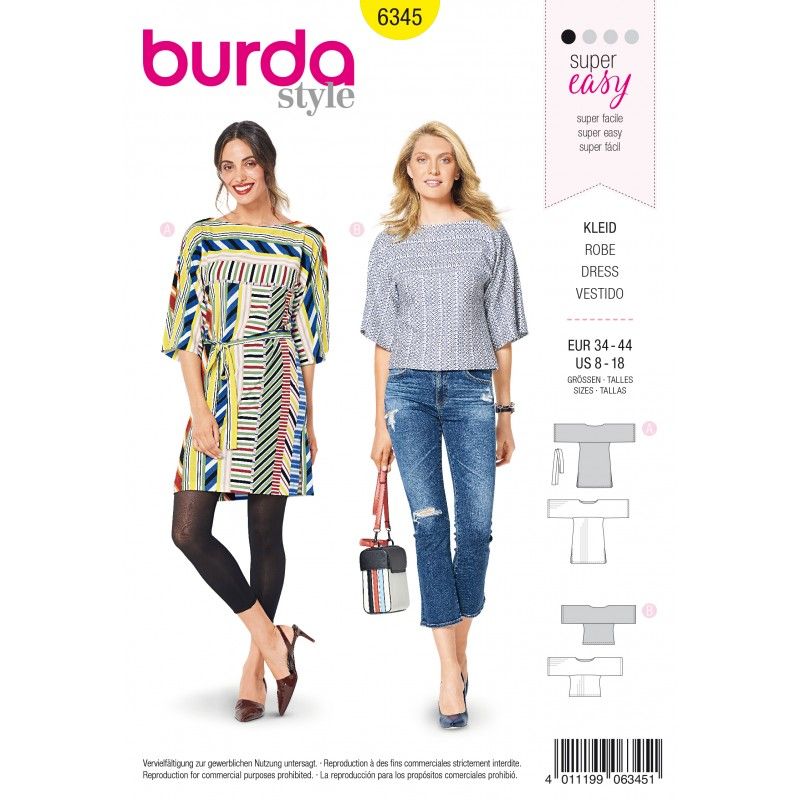 Burda boss 6345 - Large sleeve dress