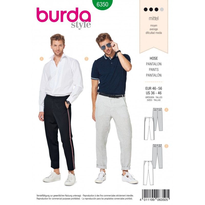 Patron Burda 6350 - Pantalon homme