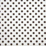 Piqué de coton milleraies imprimé pois marrons sur fond blanc Coupon 45x45 cm