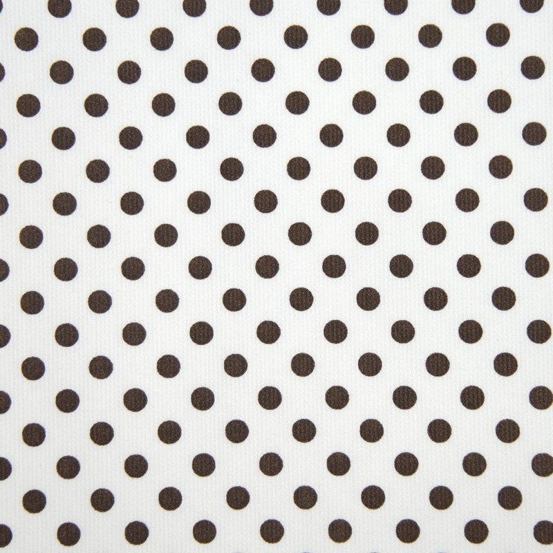 Piqué de coton milleraies imprimé pois marrons sur fond blanc Coupon 45x45 cm