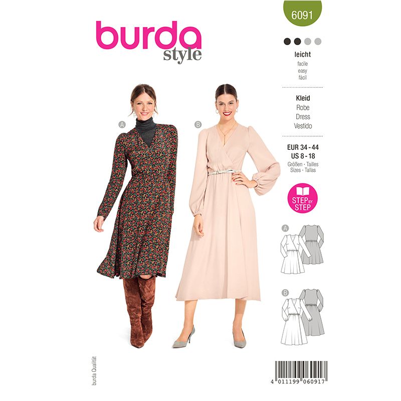 Patron Burda n°6091: Robe cintrée