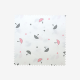 Piqué de coton imprimé parapluie rose et gris Coupon 45x45 cm