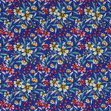 Coton imprimé tourbillon de fleurs bleu