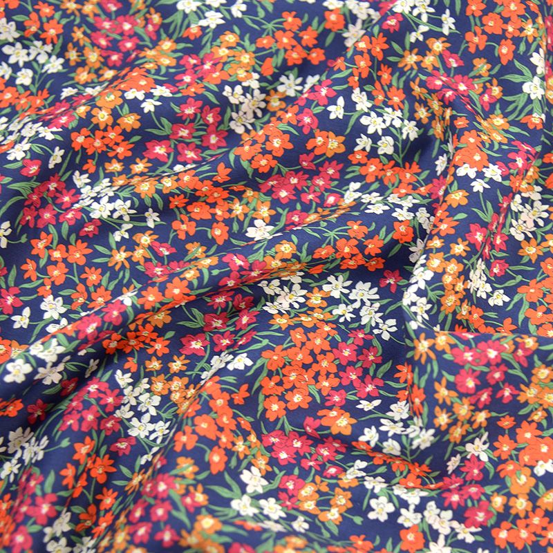 Coton liberty ® Sea Blossoms orange au mètre