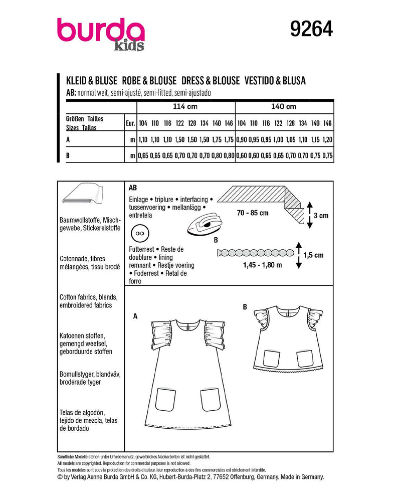 Patron Burda n°9259 : Ensembles enfant