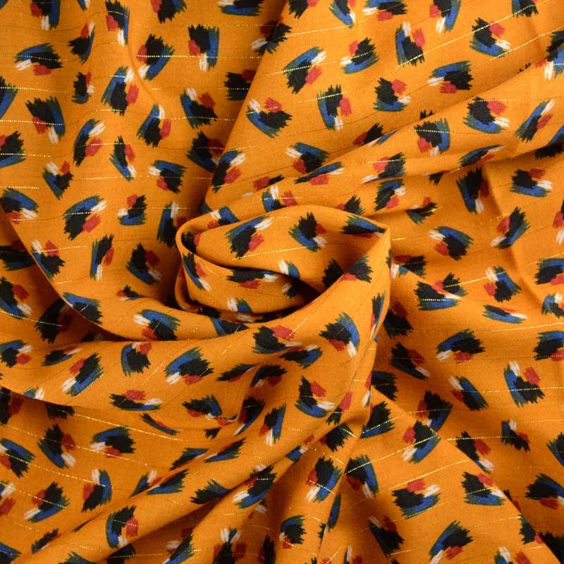 Viscose rayé lurex tâche fond caramel