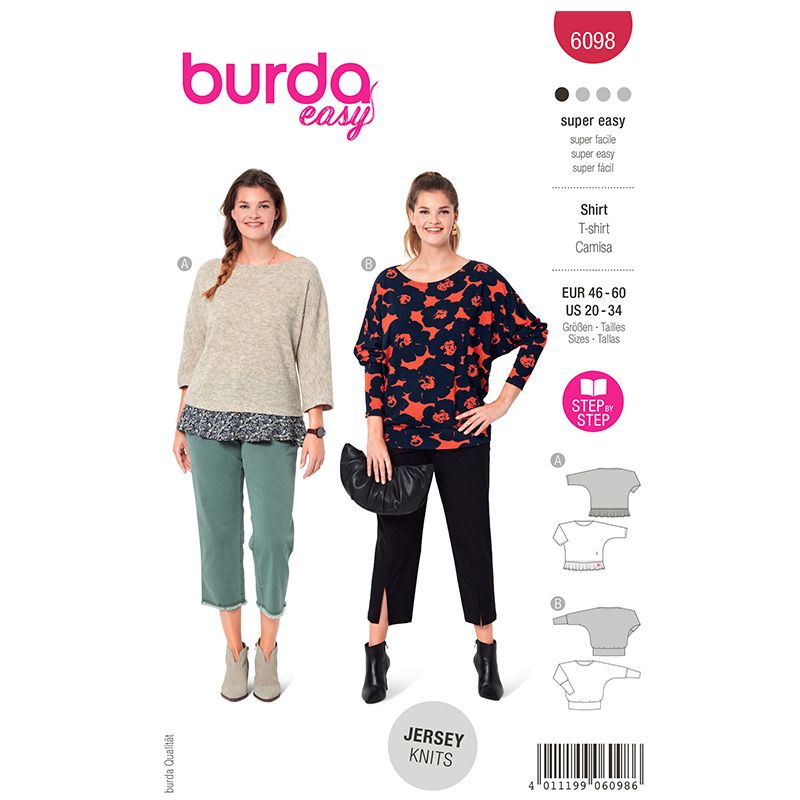 Patron Burda n°6098: T-shirt