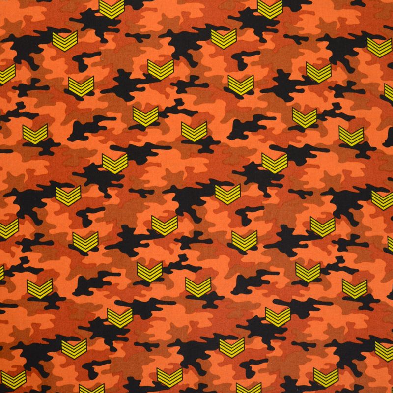 Coton imprimé militaire orange