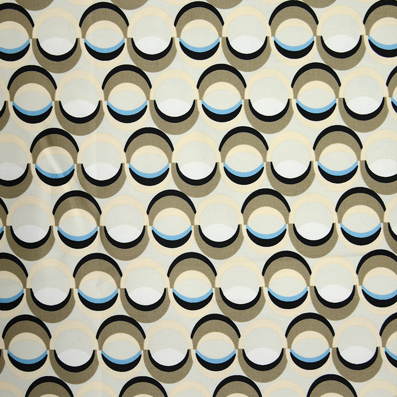Satin de coton imprimé motif rétro beige