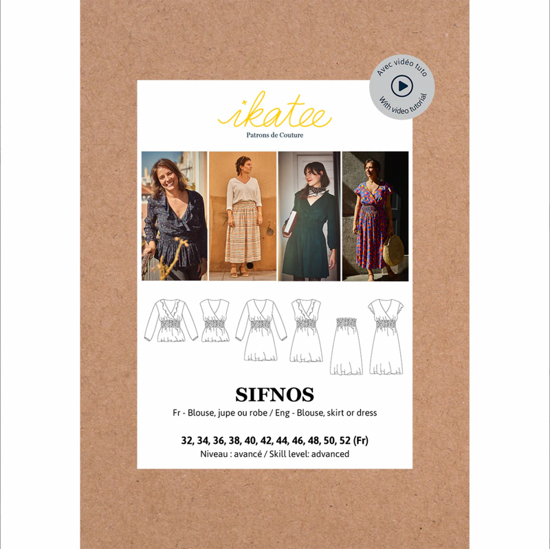 Patron de Couture SIFNOS femme blouse jupe et robe 32-52