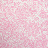 Satin duchesse polyester imprimé dentelle rose