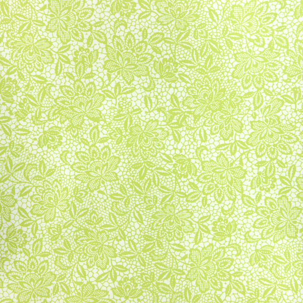 Satin duchesse polyester imprimé dentelle vert