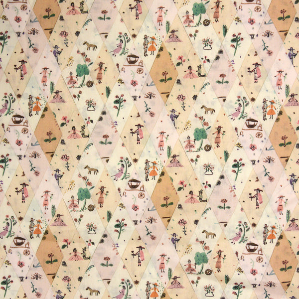 Coton liberty ® Picnic Parade beige au mètre