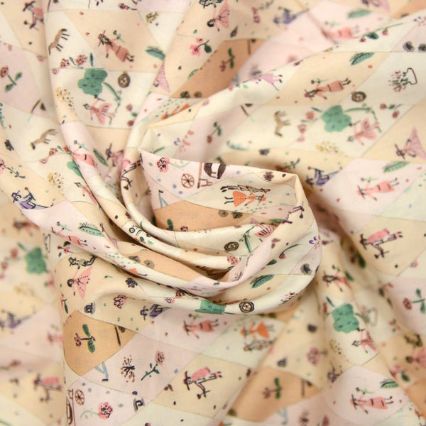 Coton liberty ® Picnic Parade beige au mètre