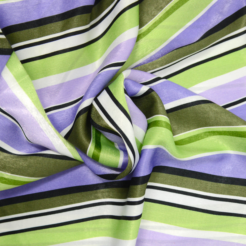 Polyester print satin Violet green and khaki scratch