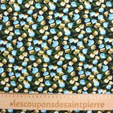 Viscose imprimée Valentine bleu fond noir