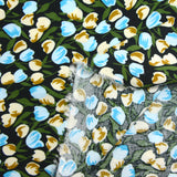Viscose imprimée Valentine bleu fond noir