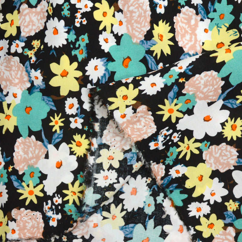 Printed viscose Lina Green Black Background
