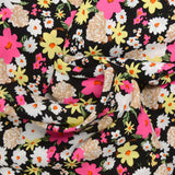 Printed viscose lina pink black background