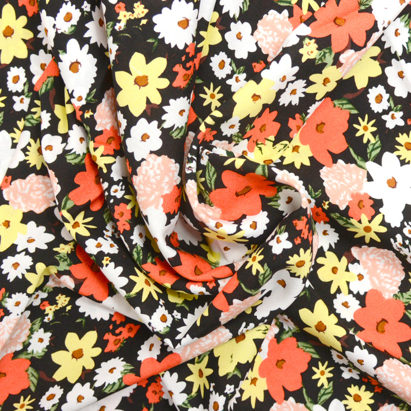 Printed viscose Lina Orange black background
