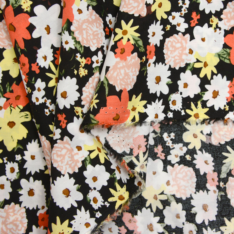 Printed viscose Lina Orange black background