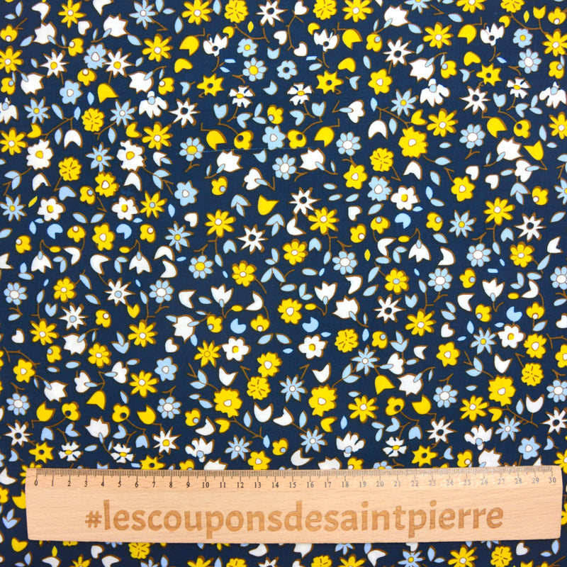 Viscose imprimée Lucie fond marine