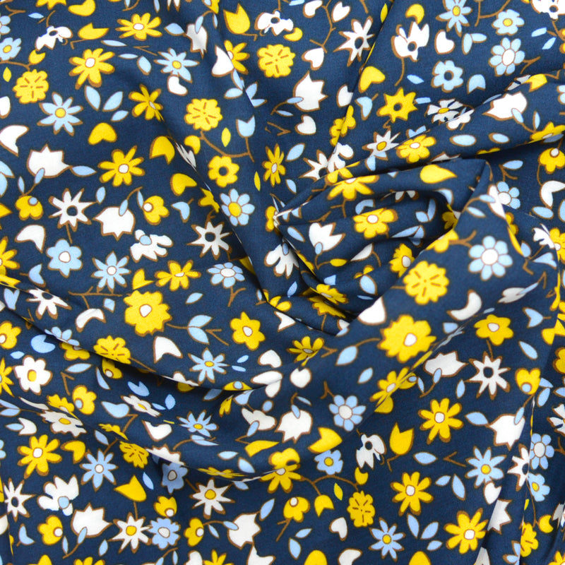 Viscose imprimée Lucie fond marine