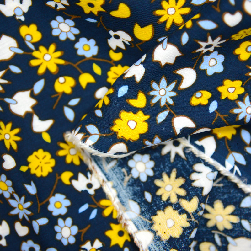 Viscose imprimée Lucie fond marine