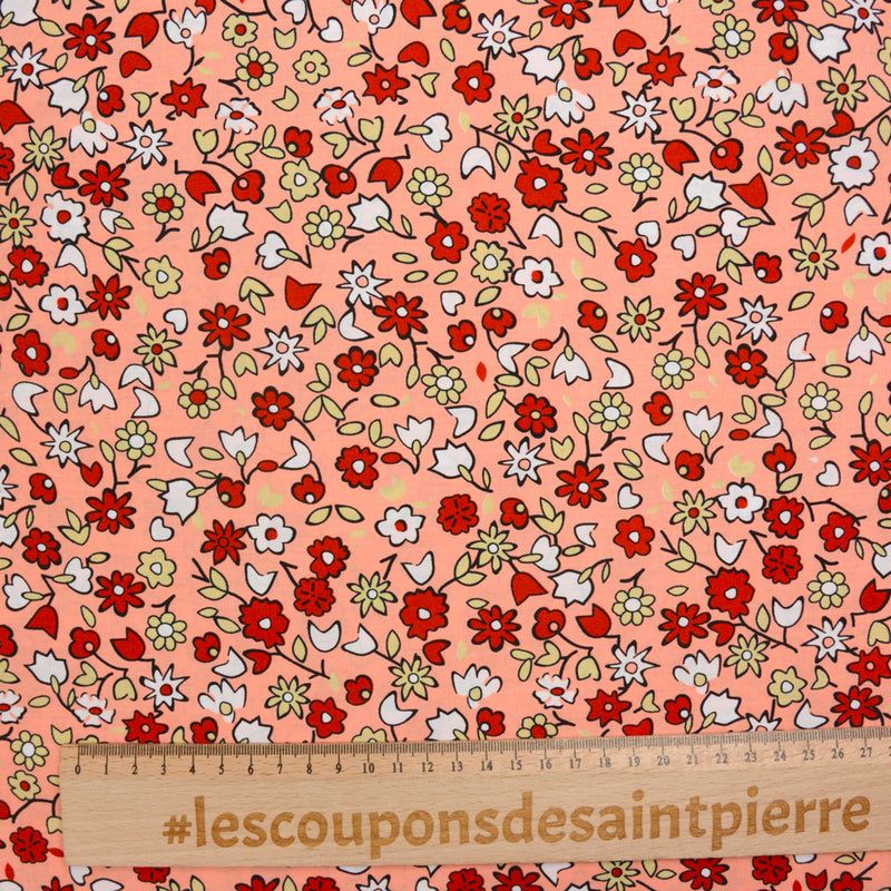Viscose imprimée Lucie fond saumon