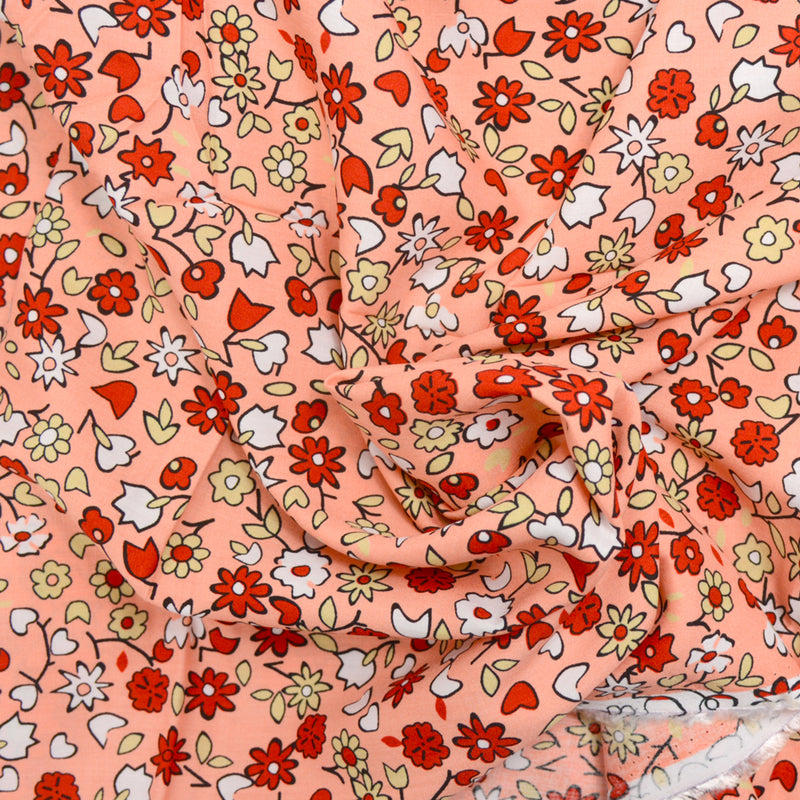 Viscose imprimée Lucie fond saumon